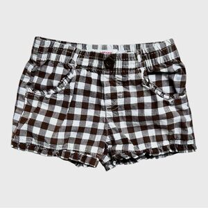 OshKosh Brown and White Checkered Gingham Shorts with ruffles 3T